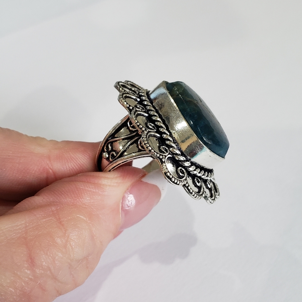 Apatite Gemstone, 925 Silver Ring - image 6